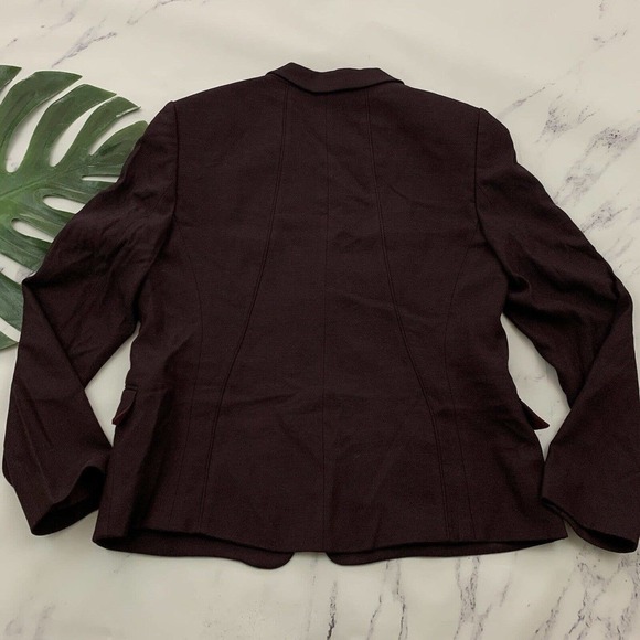 Hugo Boss Womens Blazer Jacket Size 10 Dark Purple Wool Blend One Button - Picture 9 of 12